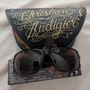 Christian Audigier Black Sunglasses with Case